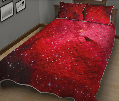 Red Galaxy Space Cloud Print Quilt Bed Set