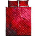 Red Galaxy Space Cloud Print Quilt Bed Set
