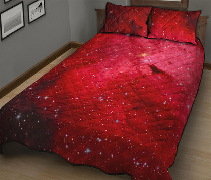 Red Galaxy Space Cloud Print Quilt Bed Set