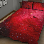 Red Galaxy Space Cloud Print Quilt Bed Set