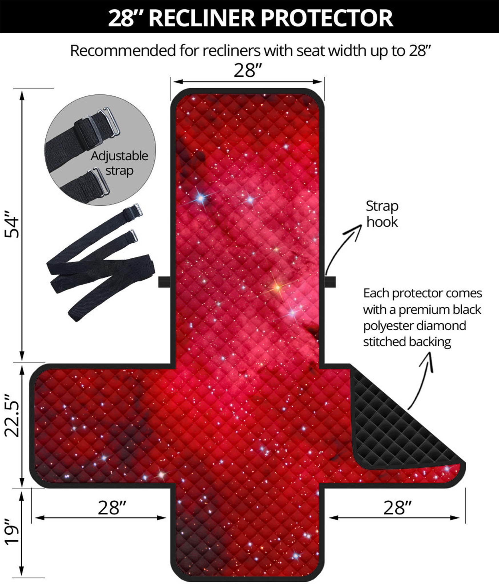 Red Galaxy Space Cloud Print Recliner Protector