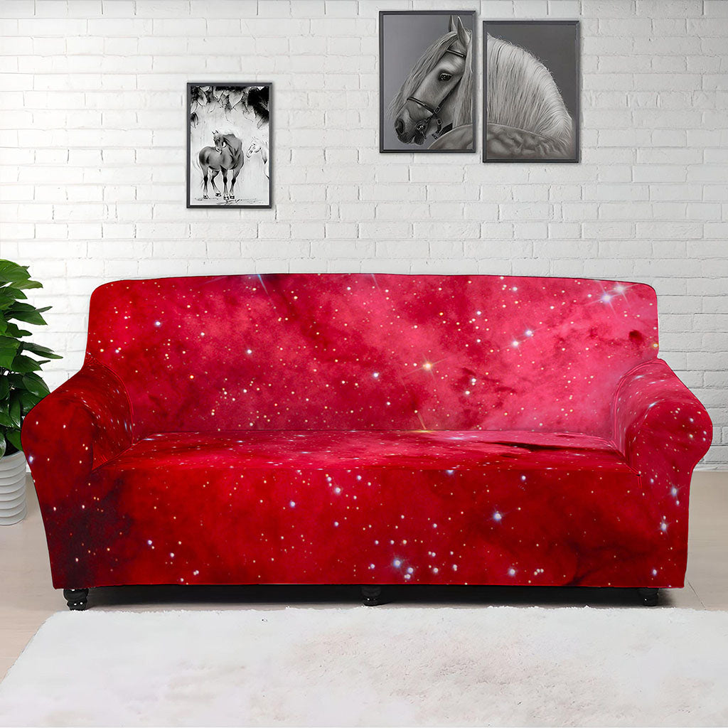 Red Galaxy Space Cloud Print Sofa Cover