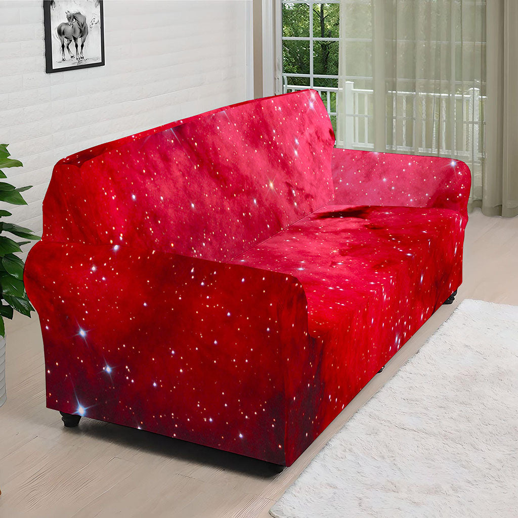 Red Galaxy Space Cloud Print Sofa Cover