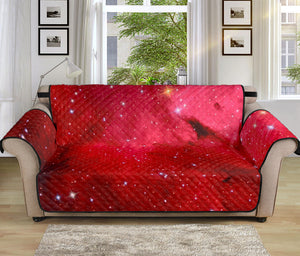 Red Galaxy Space Cloud Print Sofa Protector