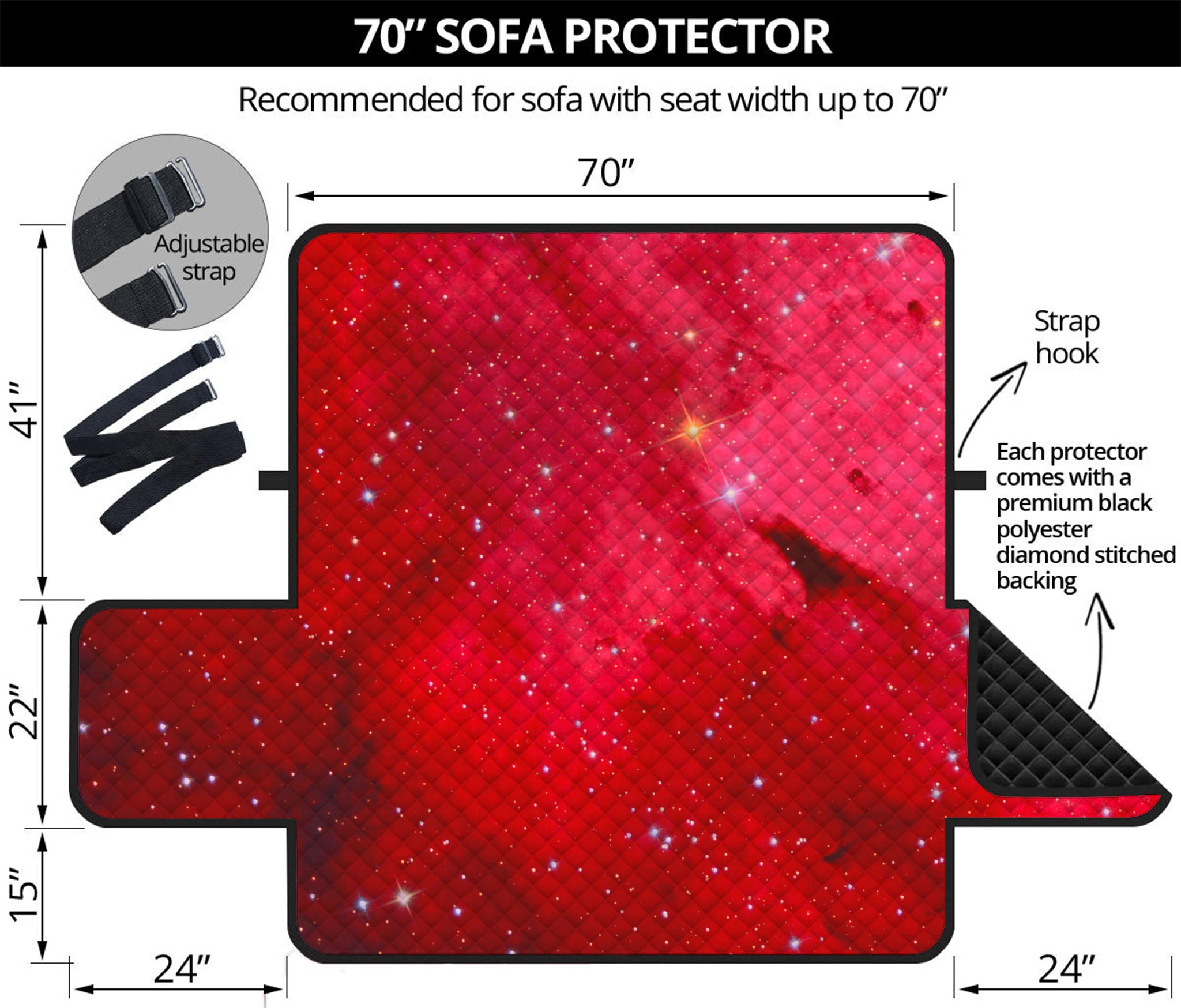 Red Galaxy Space Cloud Print Sofa Protector