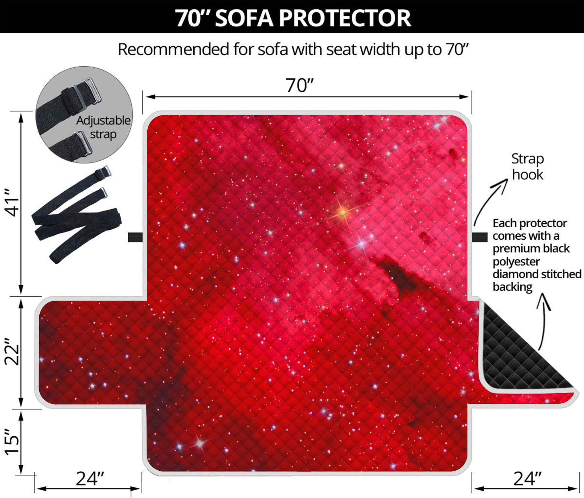 Red Galaxy Space Cloud Print Sofa Protector