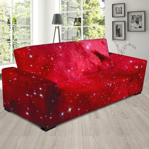 Red Galaxy Space Cloud Print Sofa Slipcover