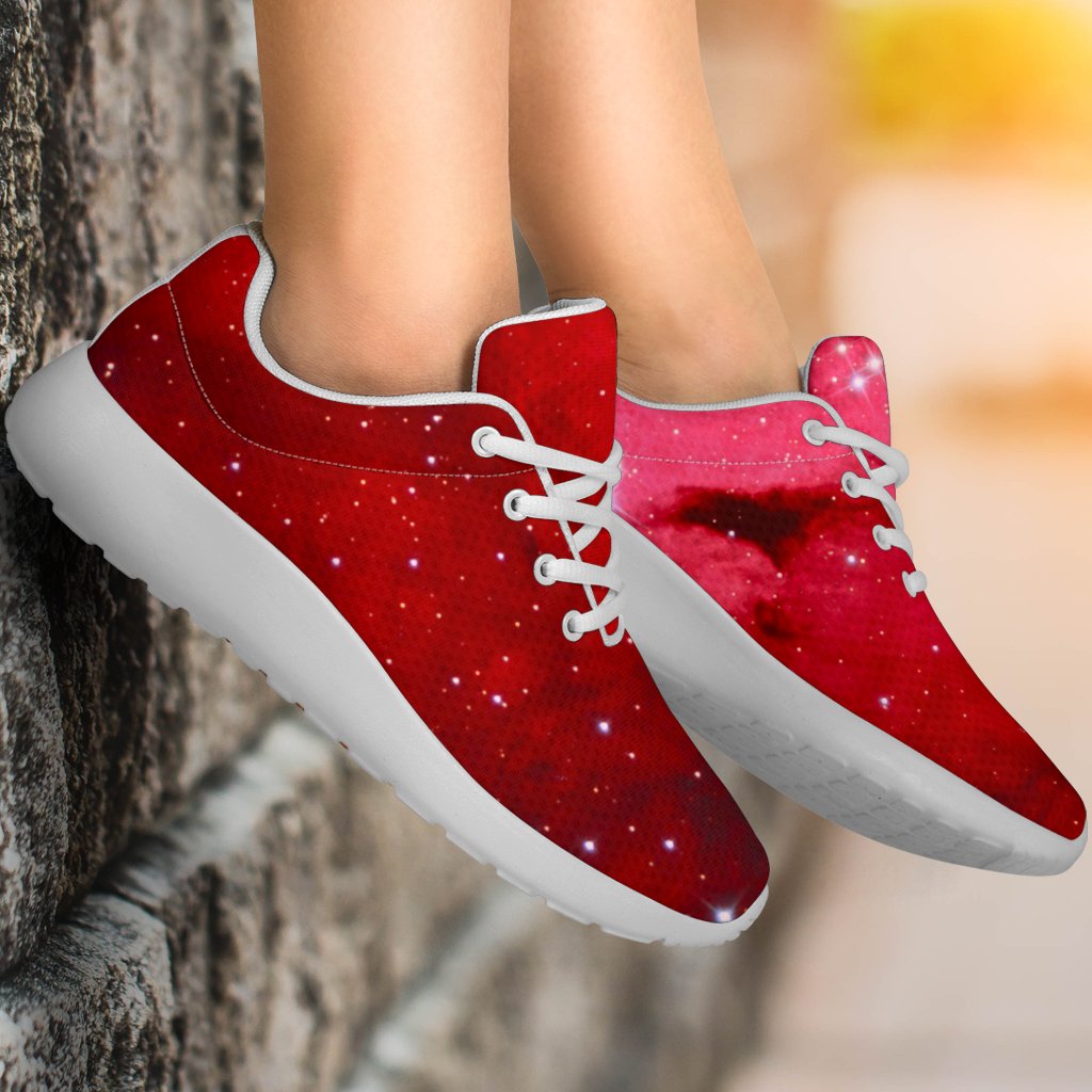 Red Galaxy Space Cloud Print Sport Shoes GearFrost