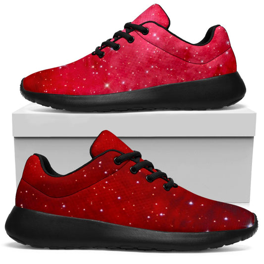 Red Galaxy Space Cloud Print Sport Shoes GearFrost