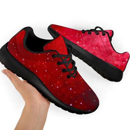 Red Galaxy Space Cloud Print Sport Shoes GearFrost
