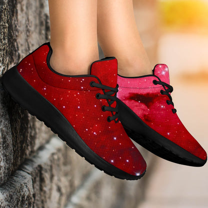 Red Galaxy Space Cloud Print Sport Shoes GearFrost
