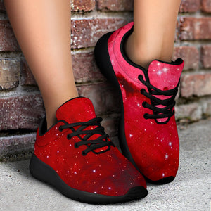 Red Galaxy Space Cloud Print Sport Shoes GearFrost