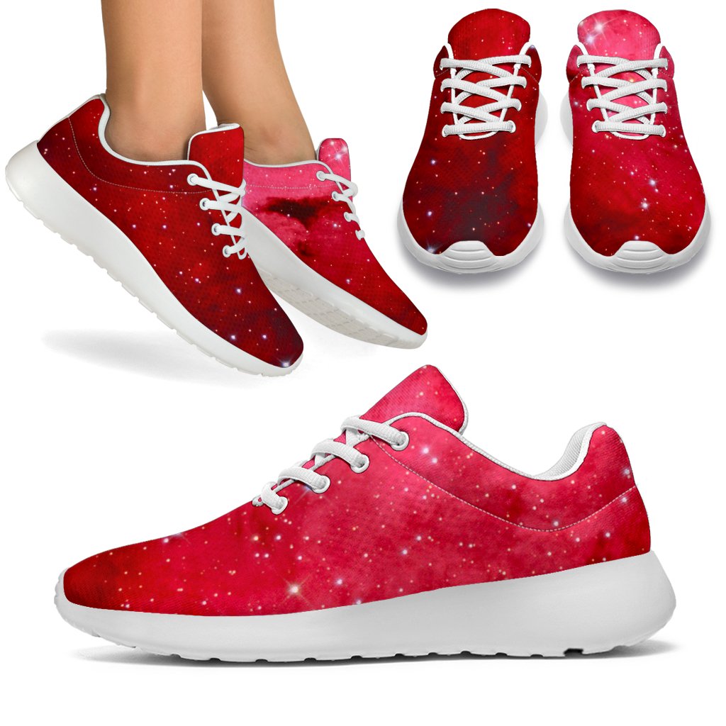 Red Galaxy Space Cloud Print Sport Shoes GearFrost