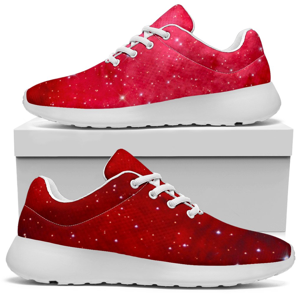Red Galaxy Space Cloud Print Sport Shoes GearFrost