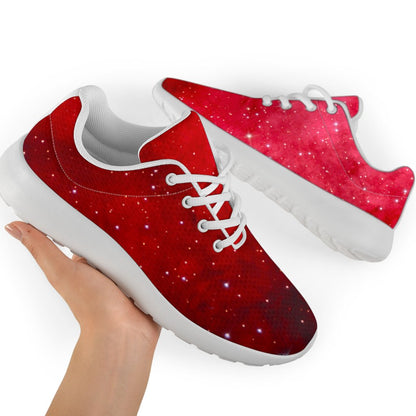 Red Galaxy Space Cloud Print Sport Shoes GearFrost