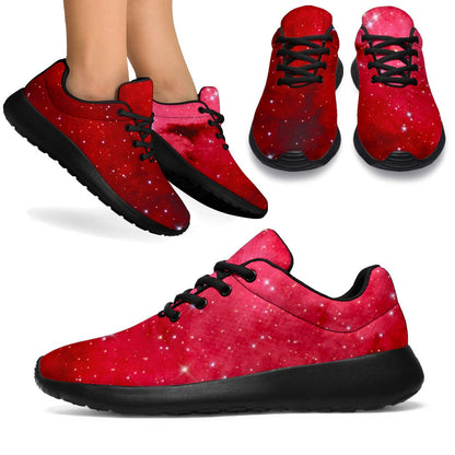 Red Galaxy Space Cloud Print Sport Shoes GearFrost