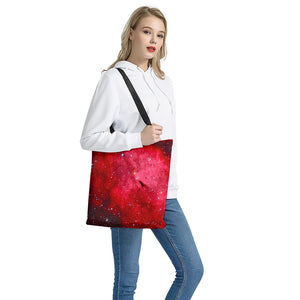 Red Galaxy Space Cloud Print Tote Bag