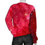 Red Galaxy Space Cloud Print Women's Crewneck Sweatshirt GearFrost