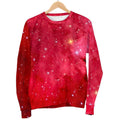 Red Galaxy Space Cloud Print Women's Crewneck Sweatshirt