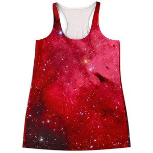 Red Galaxy Space Cloud Print Women's Racerback Tank Top