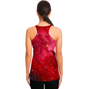 Red Galaxy Space Cloud Print Women's Racerback Tank Top