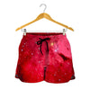 Red Galaxy Space Cloud Print Women's Shorts