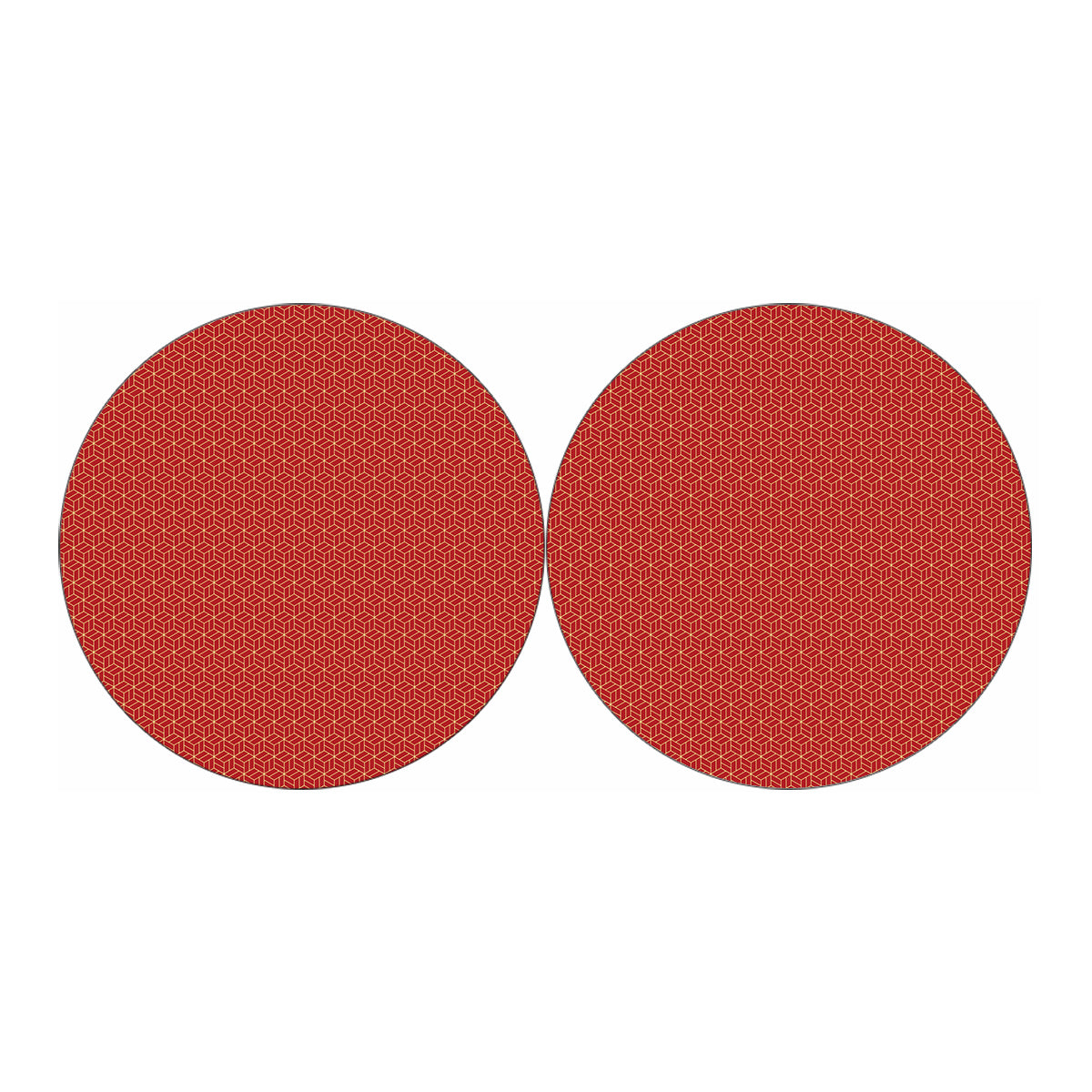 Red Geometric Japanese Pattern Print Car Coasters