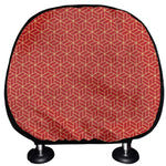 Red Geometric Japanese Pattern Print Car Headrest Covers