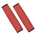 Red Geometric Japanese Pattern Print Car Seat Belt Covers