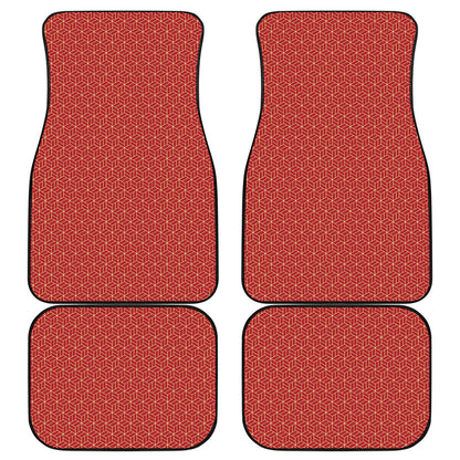 Red Geometric Japanese Pattern Print Front and Back Car Floor Mats
