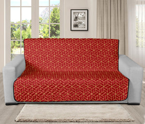 Red Geometric Japanese Pattern Print Futon Protector