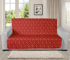 Red Geometric Japanese Pattern Print Futon Protector