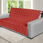 Red Geometric Japanese Pattern Print Futon Protector