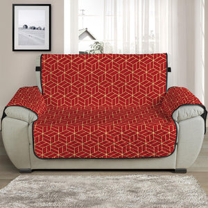 Red Geometric Japanese Pattern Print Half Sofa Protector