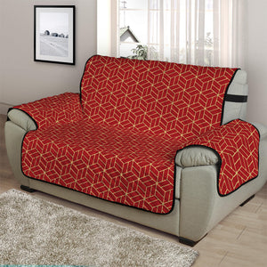 Red Geometric Japanese Pattern Print Half Sofa Protector