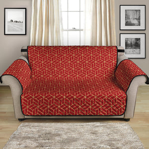 Red Geometric Japanese Pattern Print Loveseat Protector