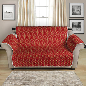 Red Geometric Japanese Pattern Print Loveseat Protector