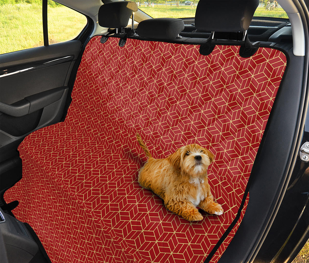 Red Geometric Japanese Pattern Print Pet Car Back Seat Cover