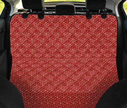 Red Geometric Japanese Pattern Print Pet Car Back Seat Cover