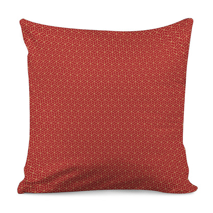 Red Geometric Japanese Pattern Print Pillow Cover