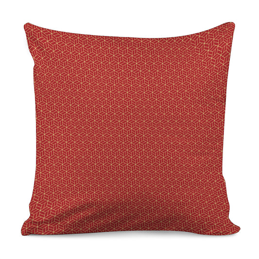 Red Geometric Japanese Pattern Print Pillow Cover
