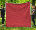 Red Geometric Japanese Pattern Print Quilt