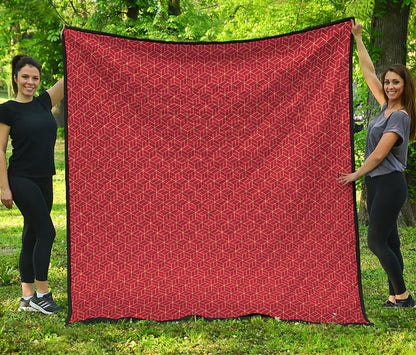 Red Geometric Japanese Pattern Print Quilt
