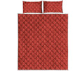 Red Geometric Japanese Pattern Print Quilt Bed Set