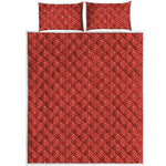 Red Geometric Japanese Pattern Print Quilt Bed Set