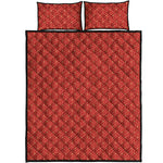 Red Geometric Japanese Pattern Print Quilt Bed Set