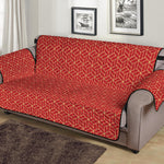 Red Geometric Japanese Pattern Print Sofa Protector