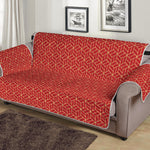 Red Geometric Japanese Pattern Print Sofa Protector