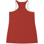 Red Geometric Japanese Pattern Print Women's Racerback Tank Top