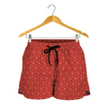 Red Geometric Japanese Pattern Print Women's Shorts